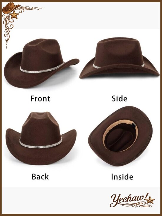 Vintage Western Cowboy Hat with Rhinestones, Adjustable Fit, M/L Size